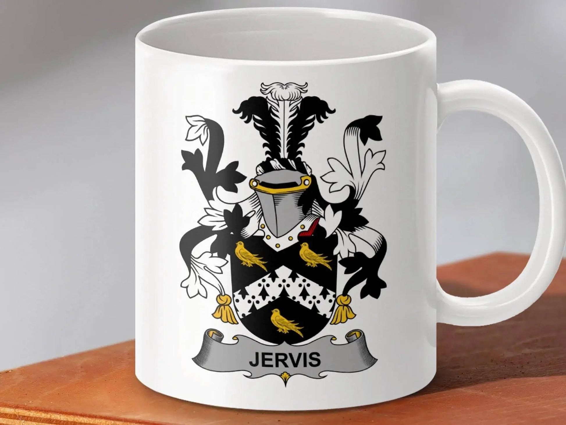 Jervis Irish Coat Arms Surname Family Heritage Crest Mug - Celtic Ancestry Gifts
