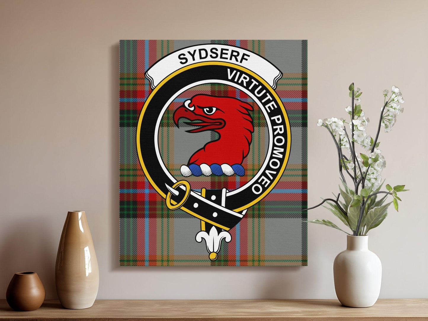 Sydserf Scottish Clan Crest Tartan Poster Canvas Wrap - Celtic Ancestry Gifts