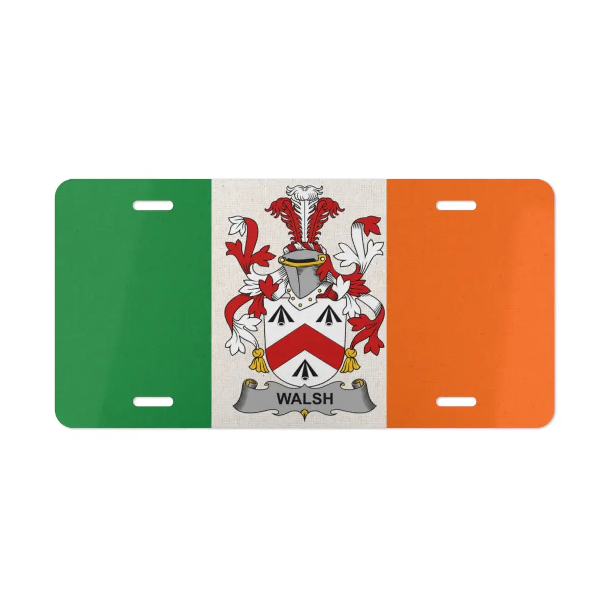Walsh Irish Family Crest on Flag License Plate product type