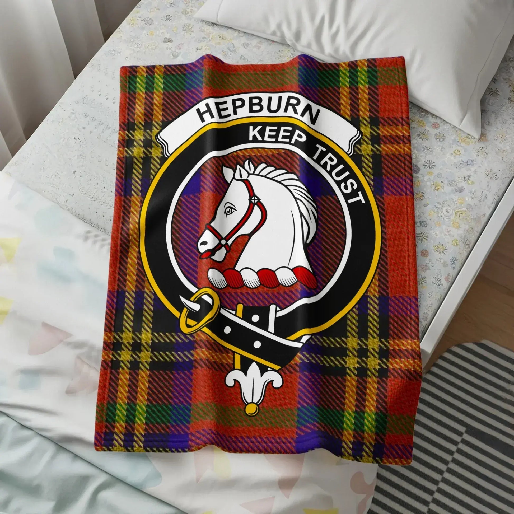 Hepburn Keep Trust Horse Design Tartan Blanket product type