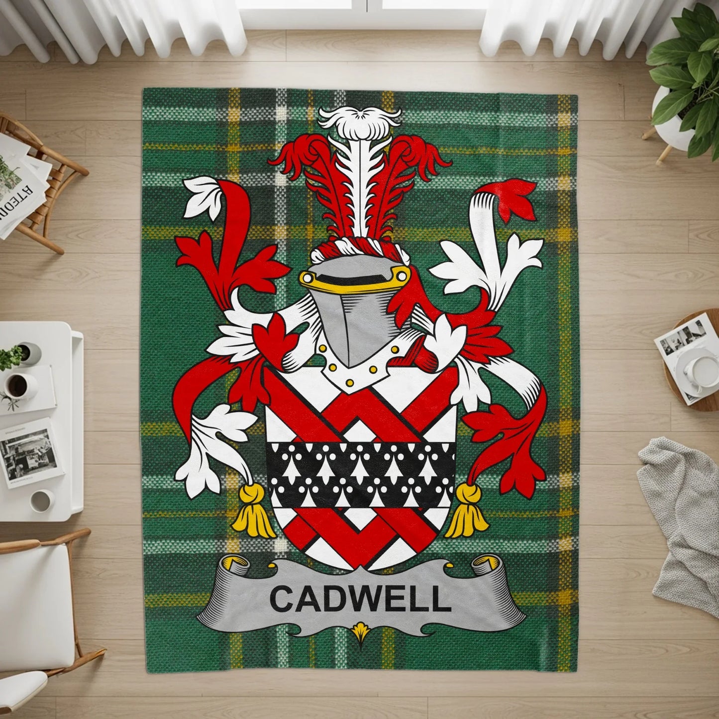 Cadwell Family Crest Green Plaid Design Rug product