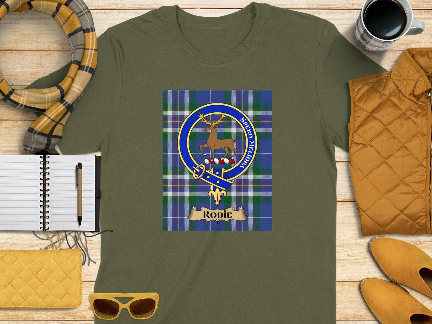 Rodie Clan Crest Scottish Tartan T-Shirt - Celtic Ancestry Gifts
