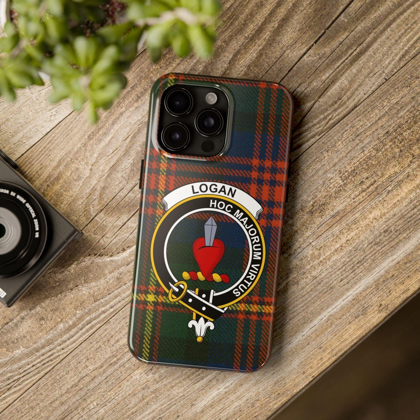 Logan Scottish Clan Crest Tartan Background Cell Phone Case - Celtic Ancestry Gifts