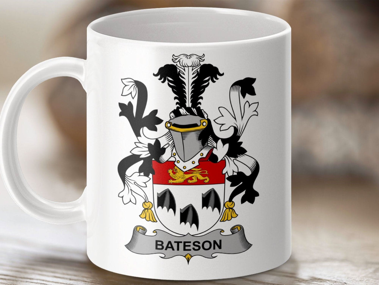 Bateson Surname Irish Family Crest Heraldry Mug - Celtic Ancestry Gifts