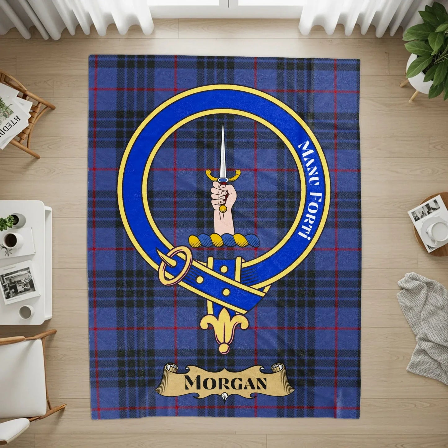 Manu Forti Morgan Tartan Sword Emblem Area Rug product