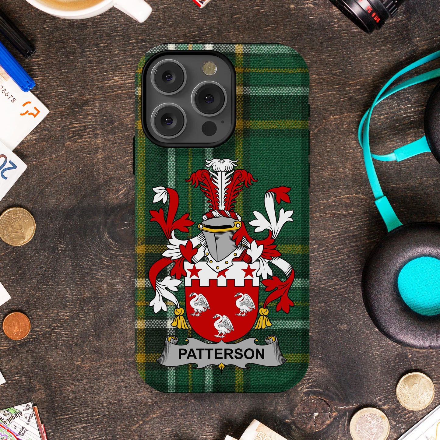 Patterson Family Coat of Arms Shield Cell phone cover - Celtic Ancestry Gifts