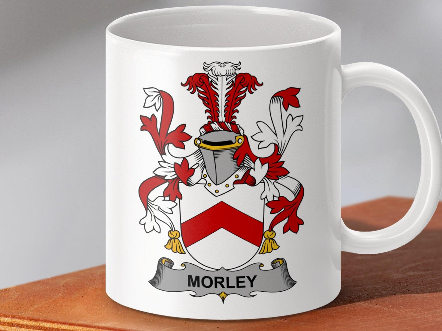 Morley Family Crest Coat of Arms Mug - Celtic Ancestry Gifts