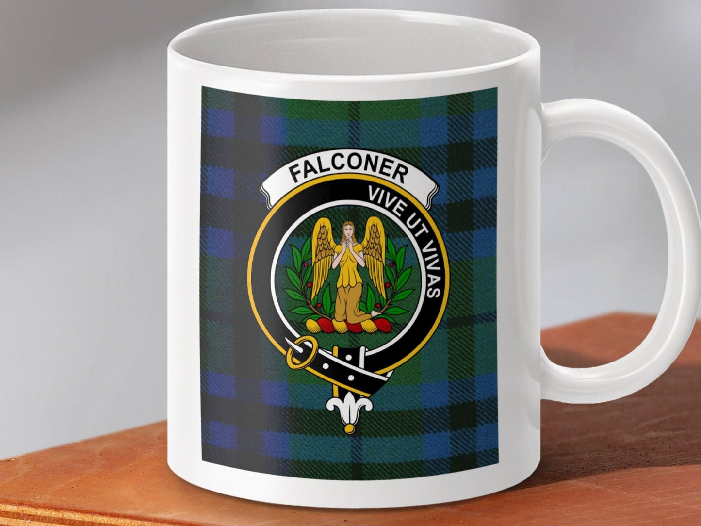 Falconer Vive Ut Vivas Plaid Design Mug product