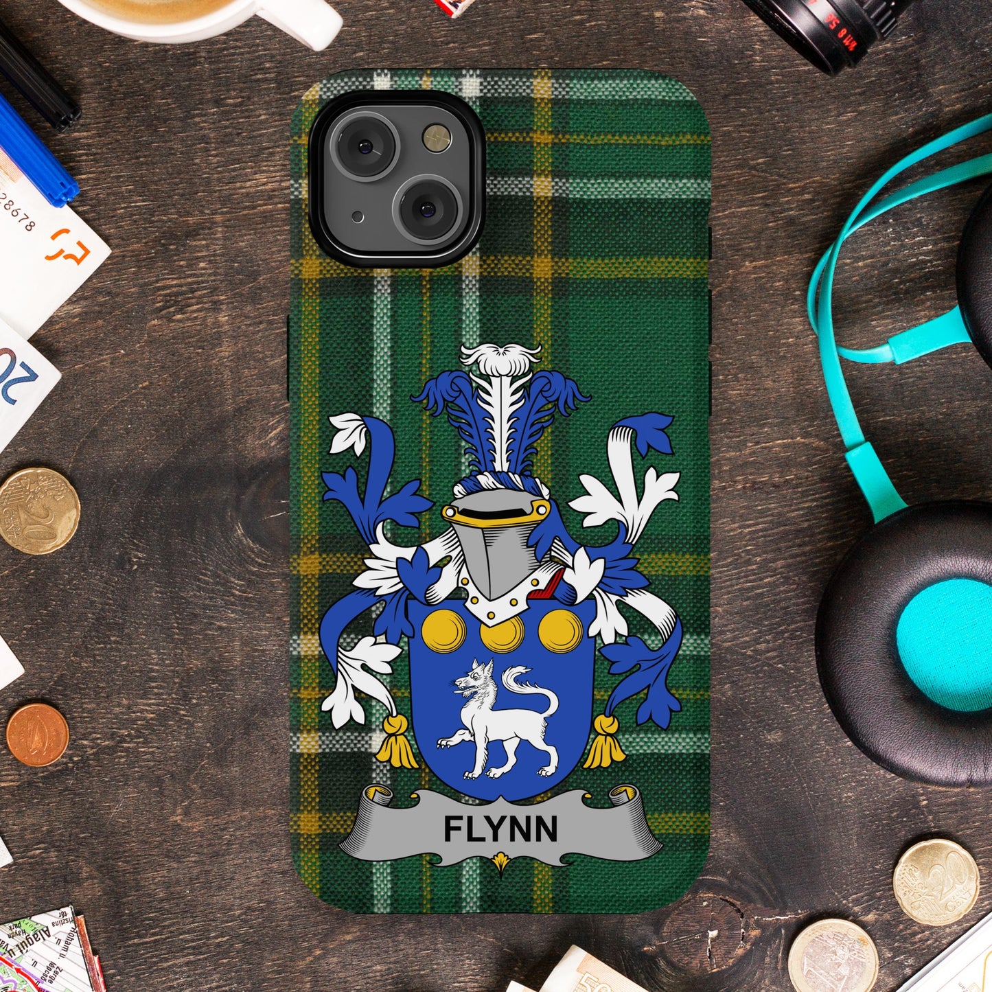 Flynn Family Crest Plaid Background Phone Case product type