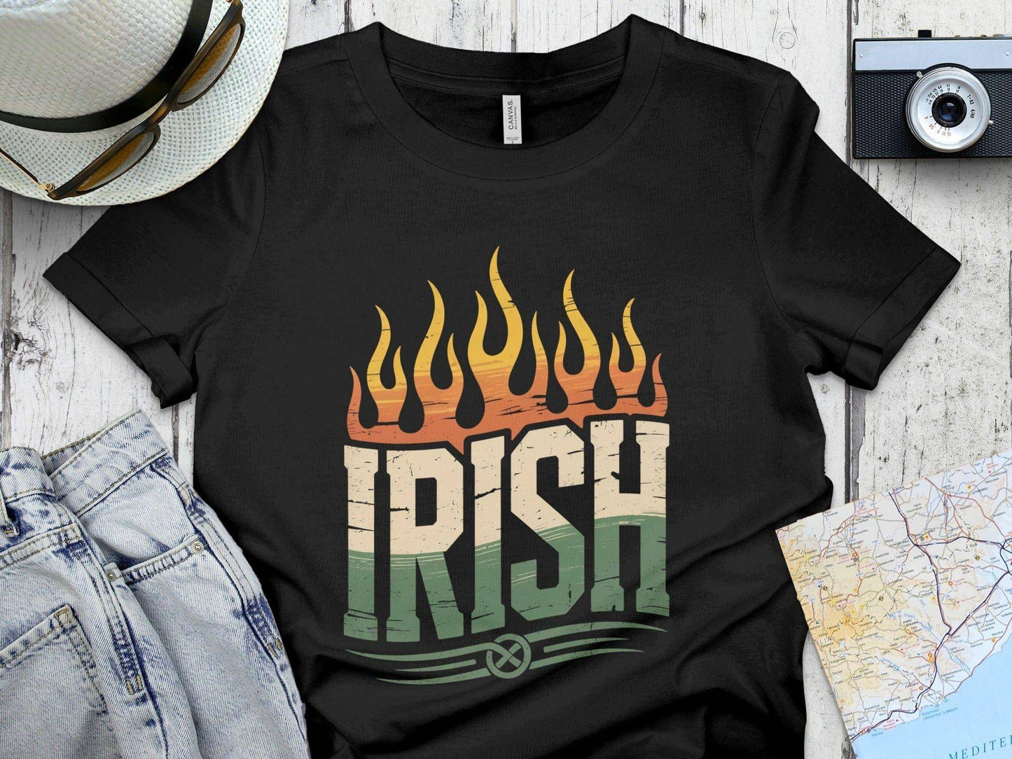 Vintage Irish Flame Graphic Black T-Shirt product