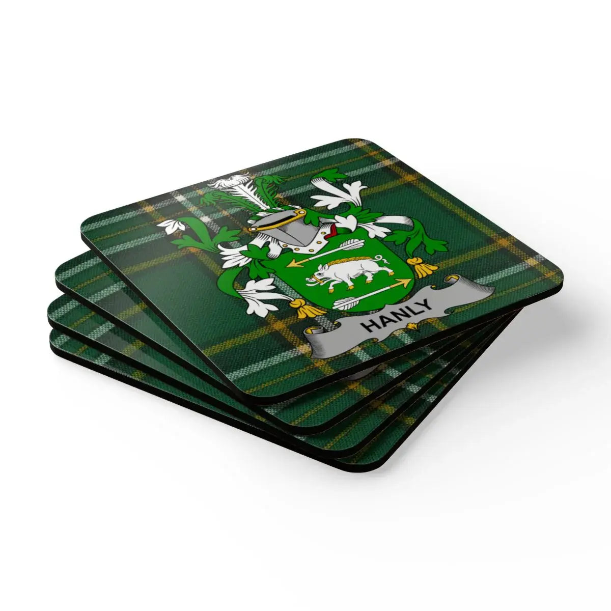 Family Crest Green Plaid Design on Coasters product