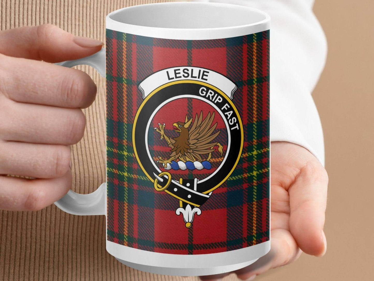 Leslie Grip Fast Clan Crest Tartan Mug product
