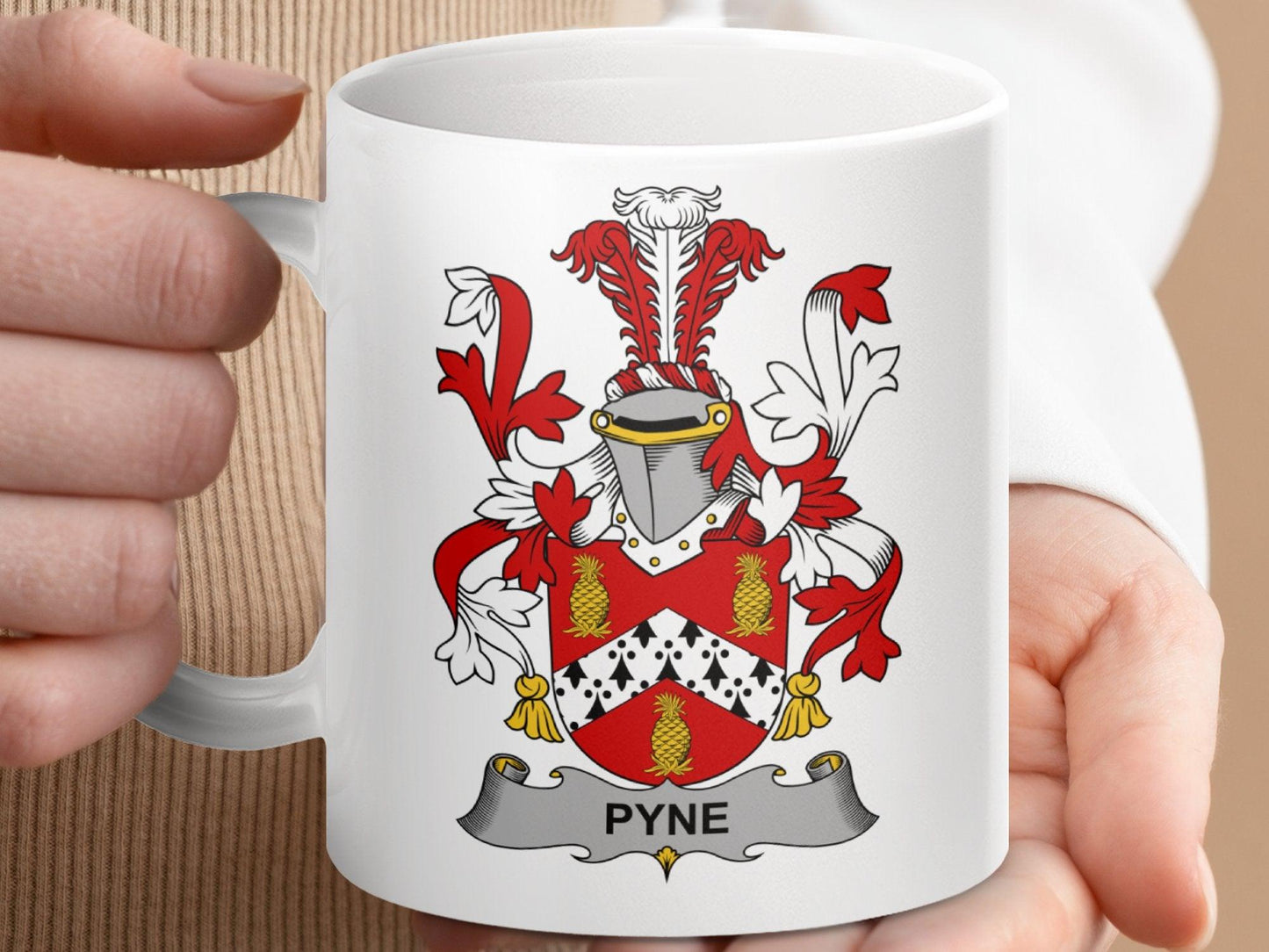 Pyne Family Coat of Arms Historical Mug - Celtic Ancestry Gifts