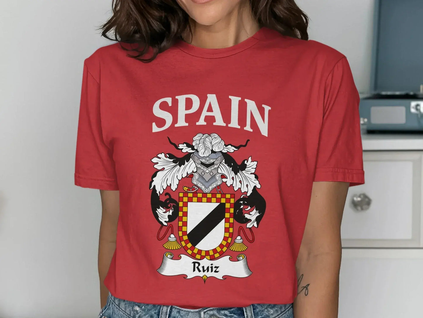 Spain Ruiz Family Crest Red Unisex T-Shirt product type