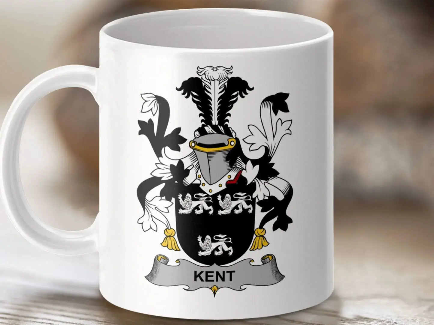 Kent Surname Family Lions Crest Unique Design Mug - Celtic Ancestry Gifts