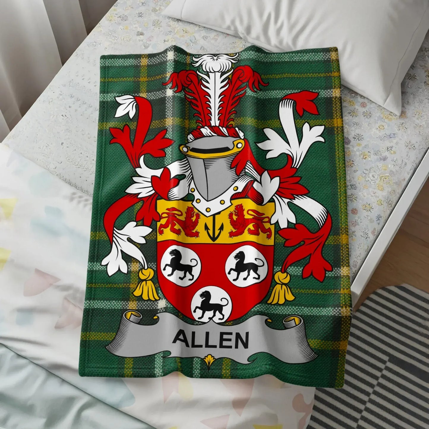 Allen Family Crest Blanket with Tartan Design product