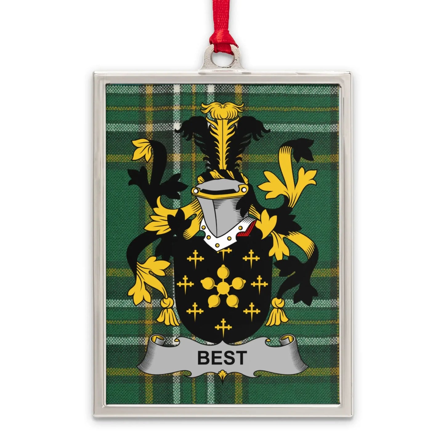 Family Crest with Green Tartan Background product