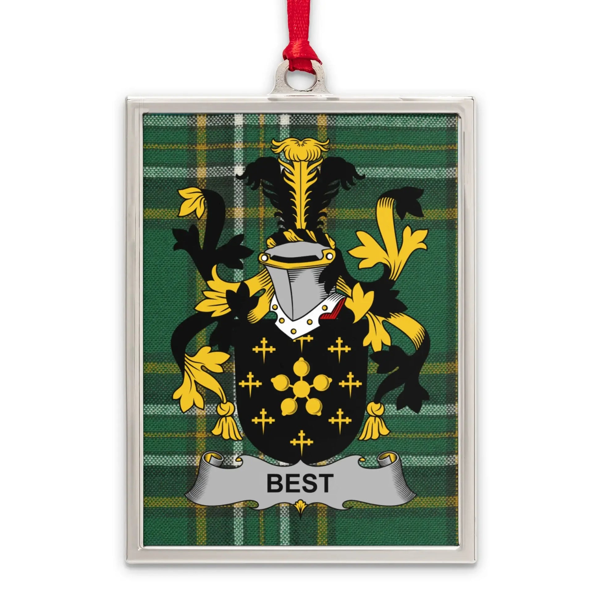 Family Crest with Green Tartan Background product