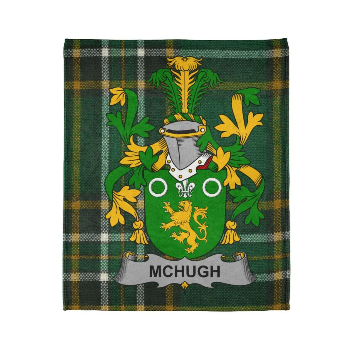 Green and Yellow McHugh Crest Tartan Blanket product