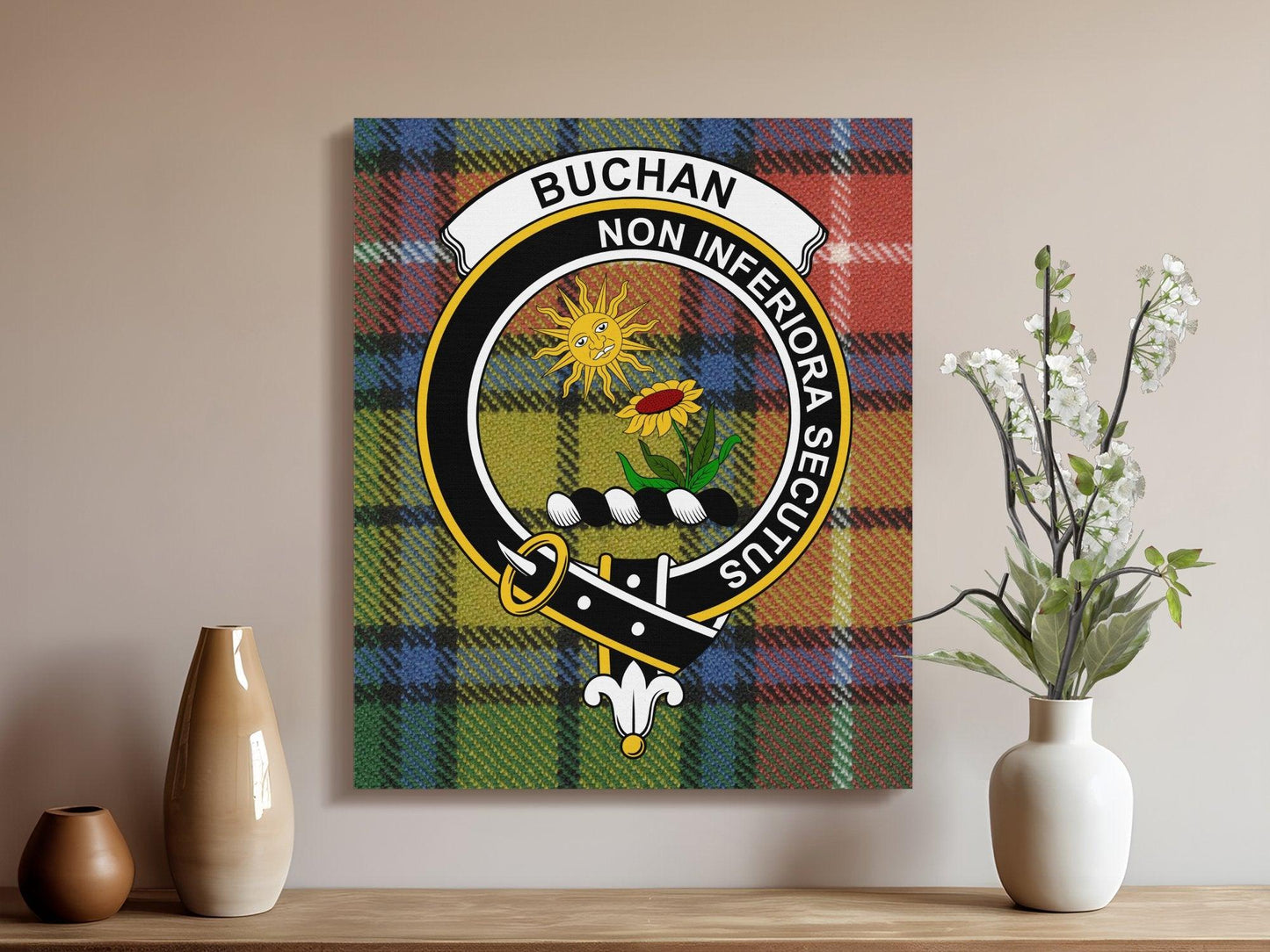 Buchan Scottish Tartan Crest Canvas - Celtic Ancestry Gifts