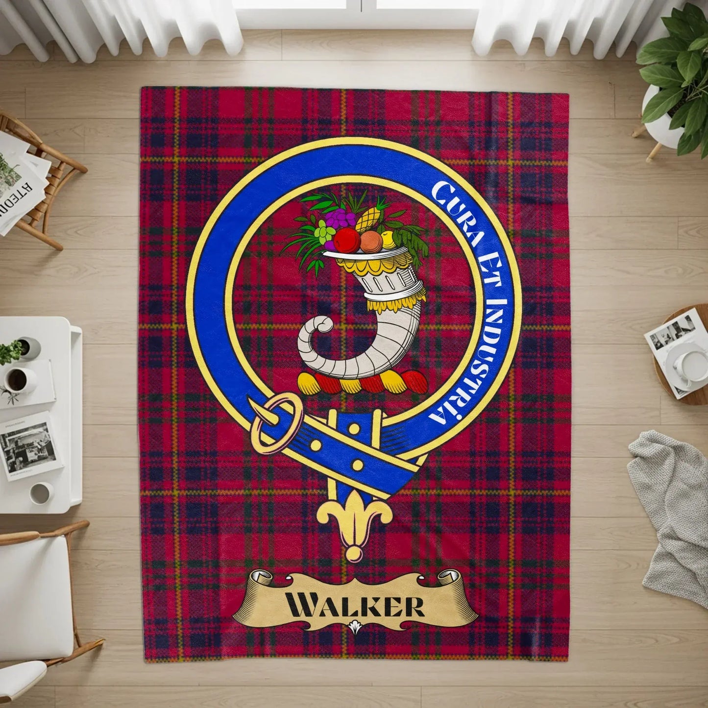Walker Family Crest Emblem Plaid Rug product