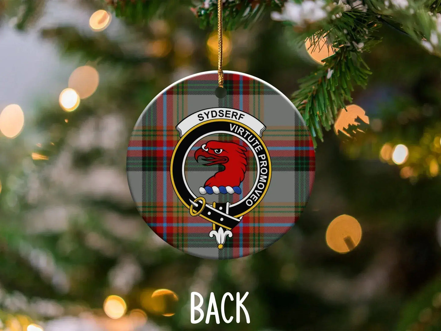 Virtute Provoque Crest Plaid Tree Ornament product type