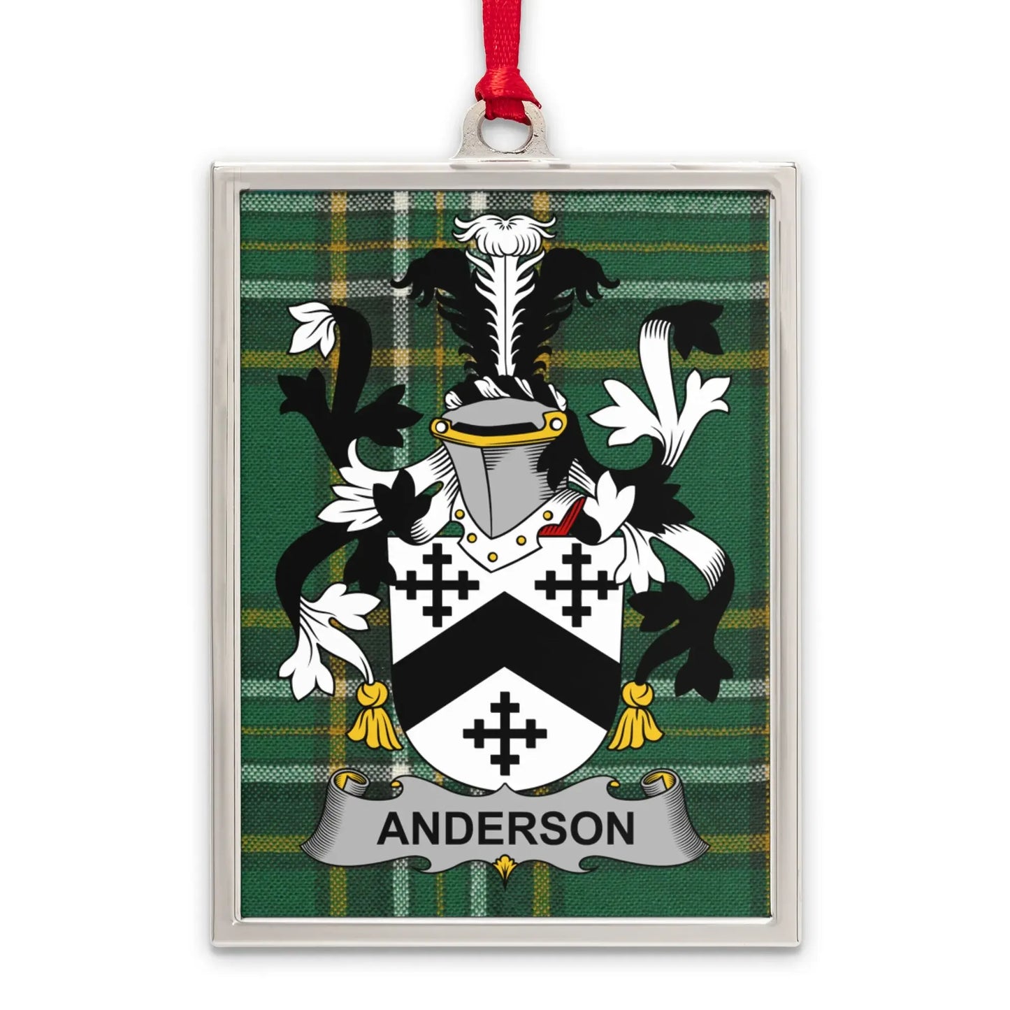 Anderson Family Crest Plaid Background Ornament product