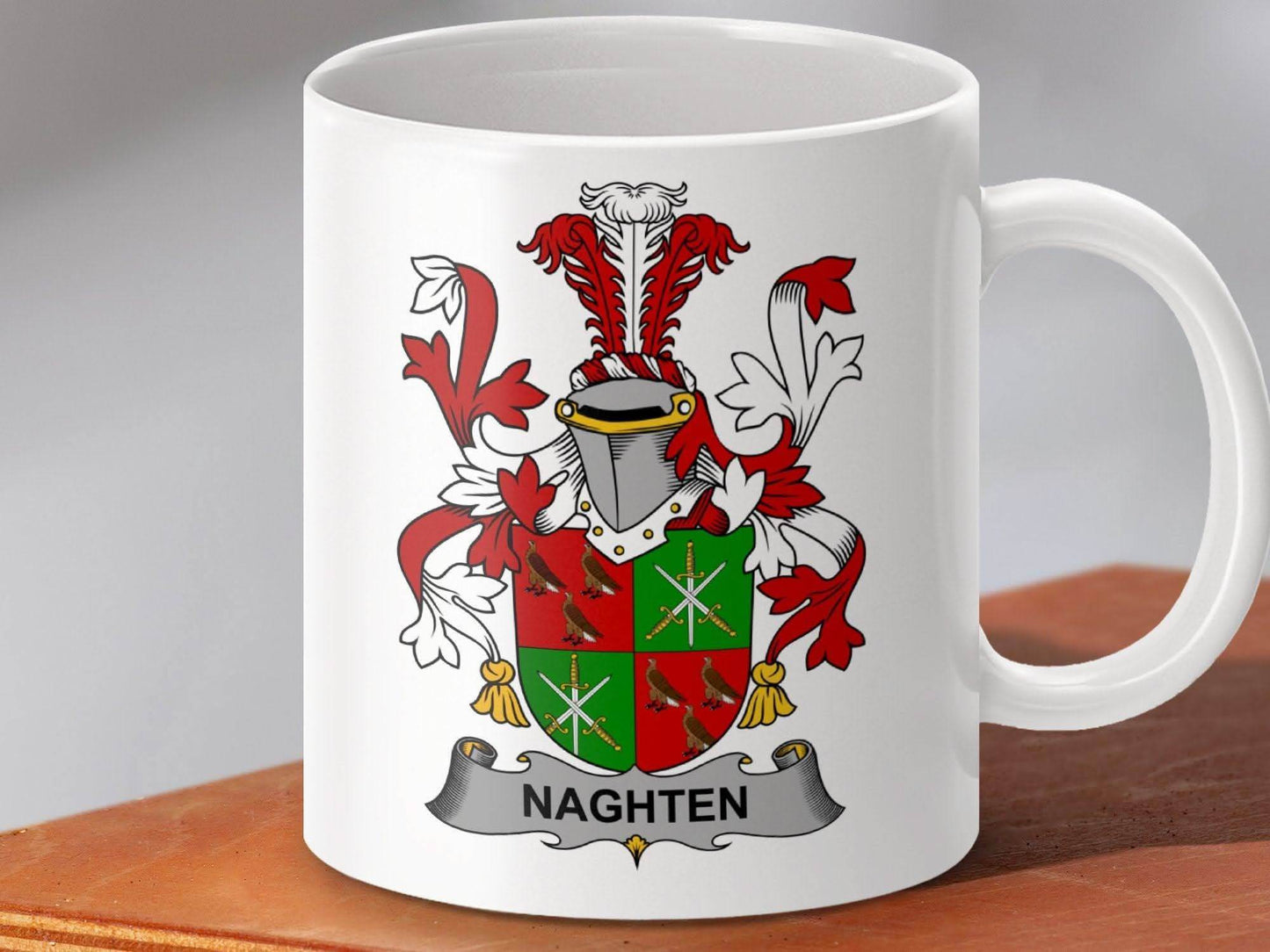 Naghten Family Crest Heraldic Emblem Mug - Celtic Ancestry Gifts