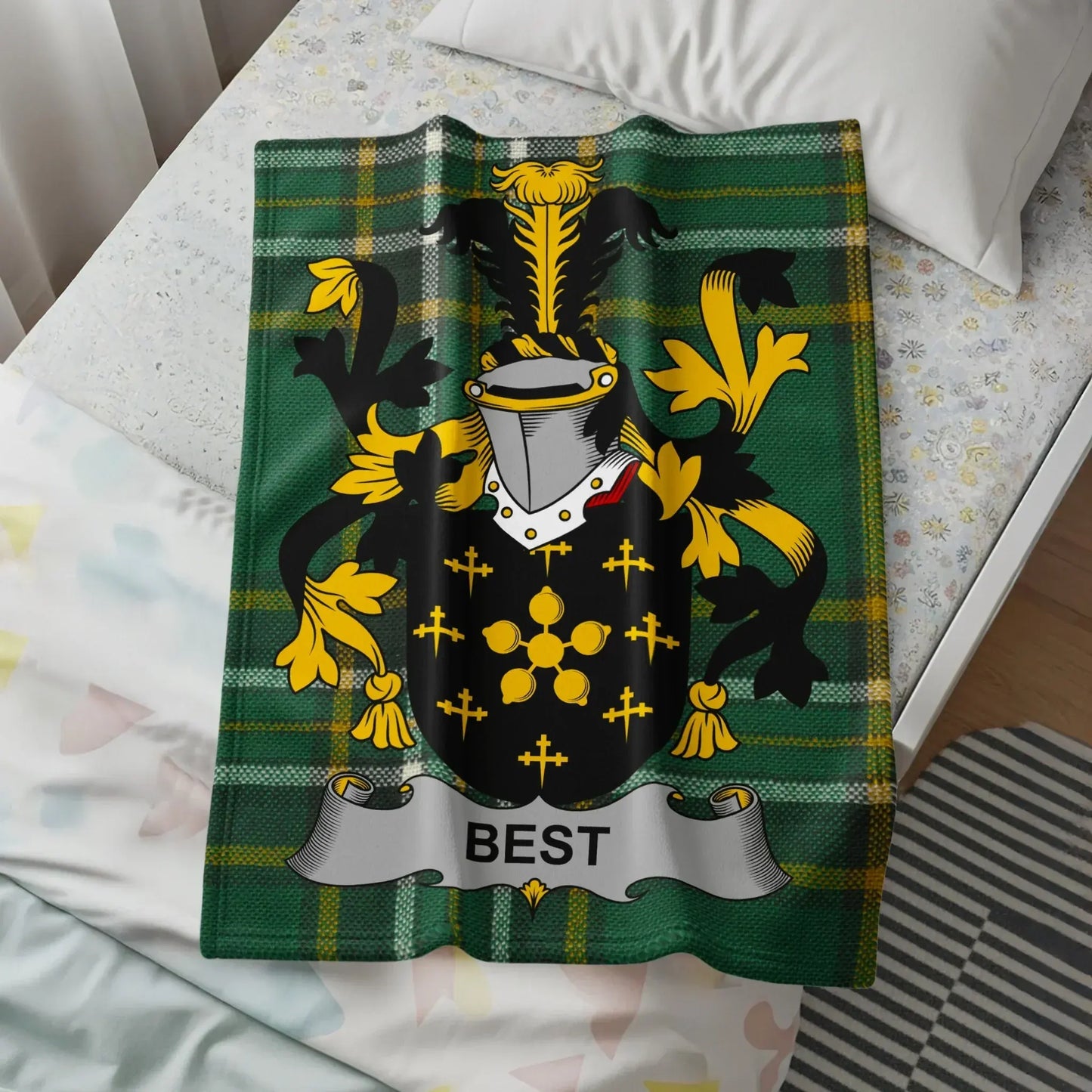 Personalized Family Crest Tartan Design Throw Blanket product