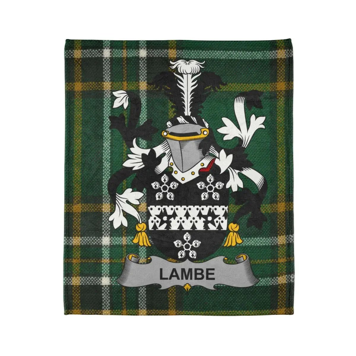 Lambe Family Crest Design Green Tartan Fleece Blanket product
