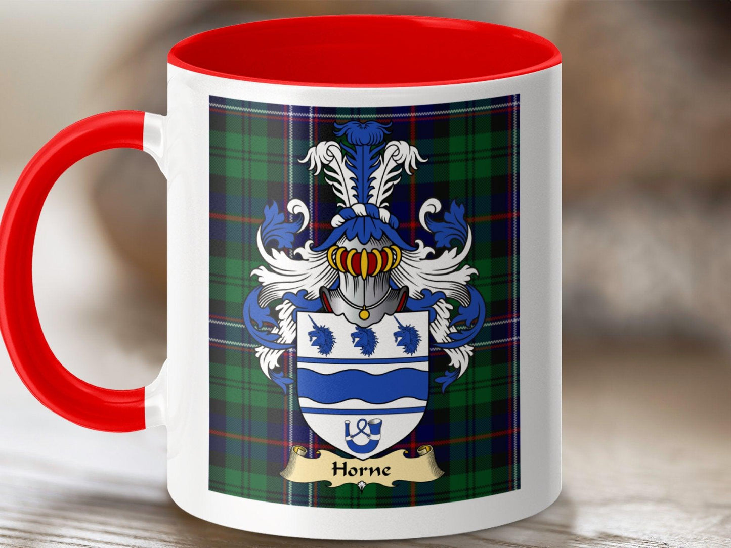 Horne Clan Surname Coat Of Arms Scottish Mug - Celtic Ancestry Gifts