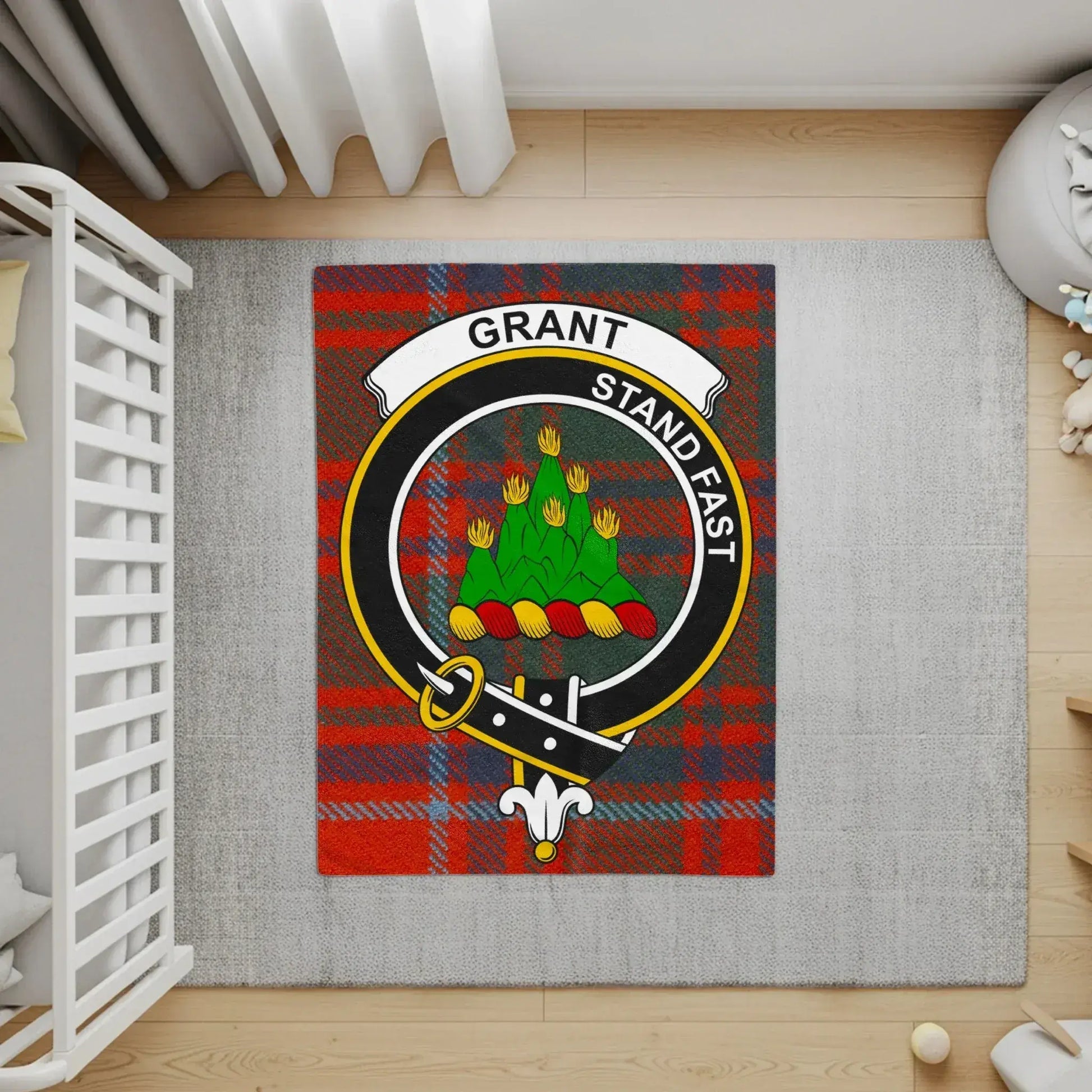 Grant Stand Fast Family Crest Plaid Pattern Rug product