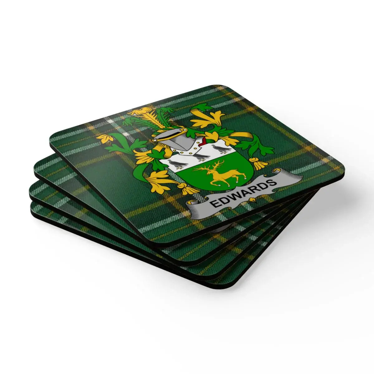 Edwards Family Crest Plaid Design Coasters product type
