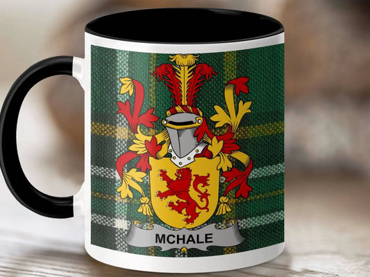 McHale Surname Family Crest Irish Tartan Mug - Celtic Ancestry Gifts