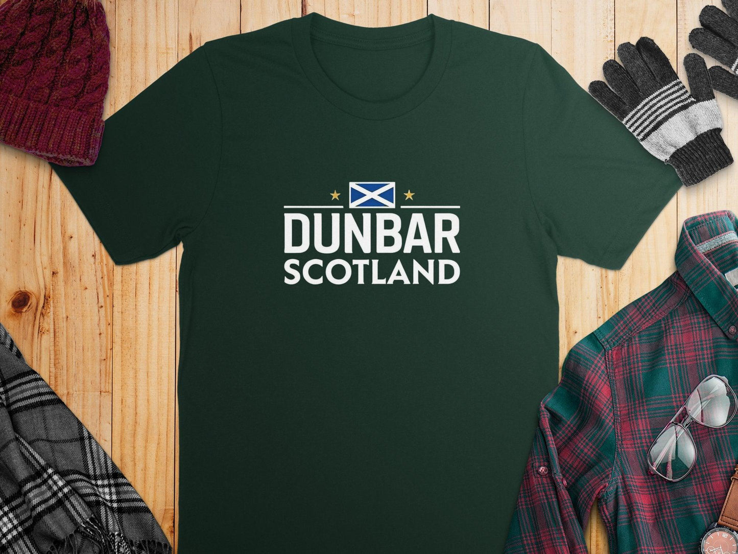 Dunbar Scotland T-Shirt with Bold Flag Design - Celtic Ancestry Gifts