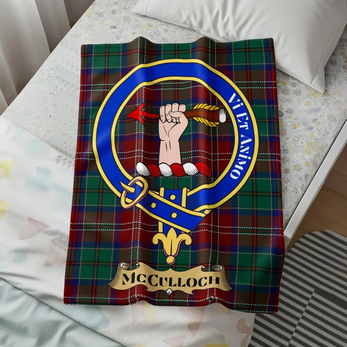 McCulloch Clan Crest Tartan Design Blanket product