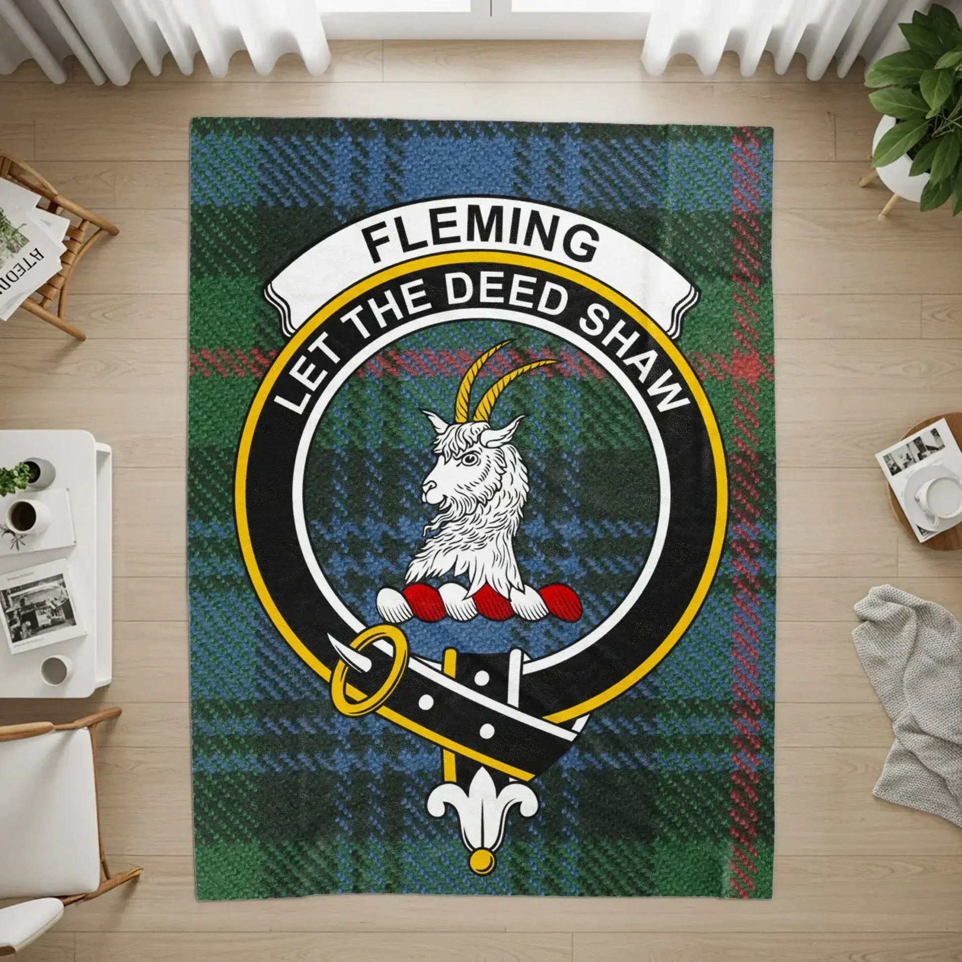 Fleming Let The Deed Shaw Plaid Goat Print product type