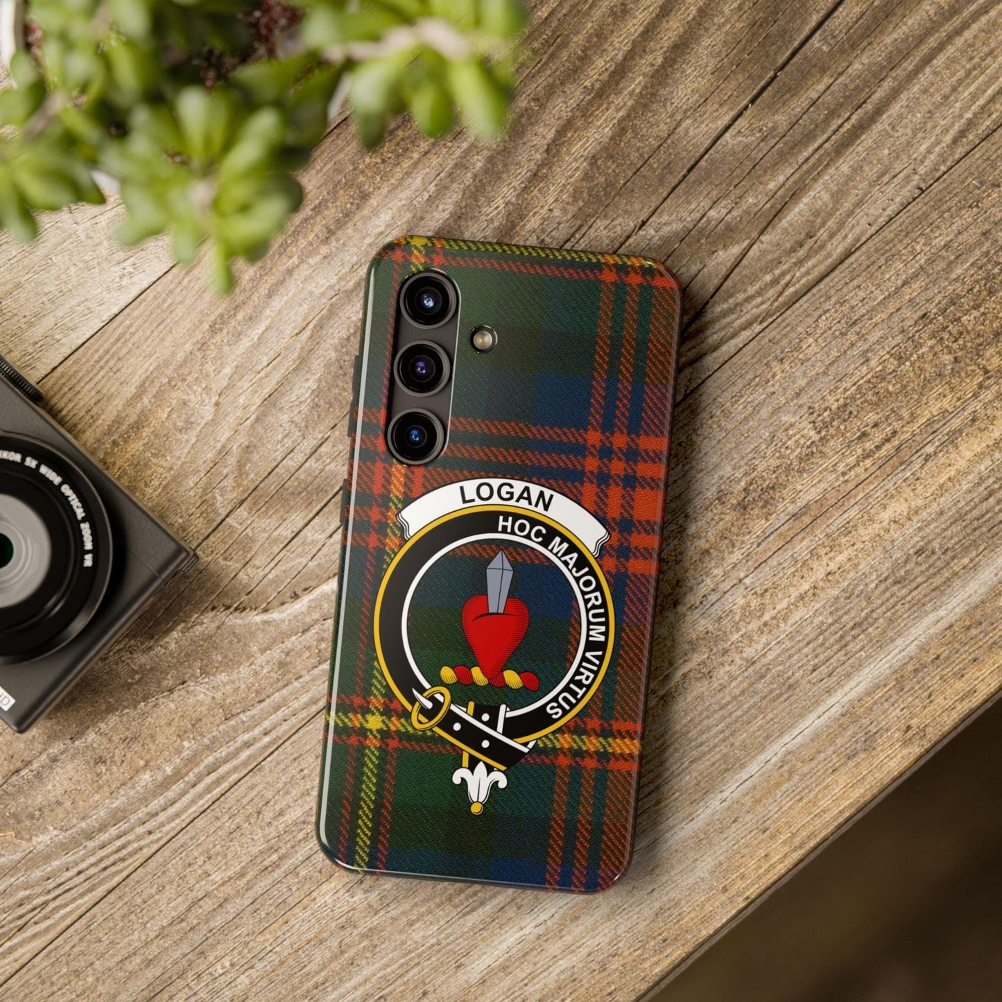 Logan Scottish Clan Crest Tartan Background Cell Phone Case - Celtic Ancestry Gifts