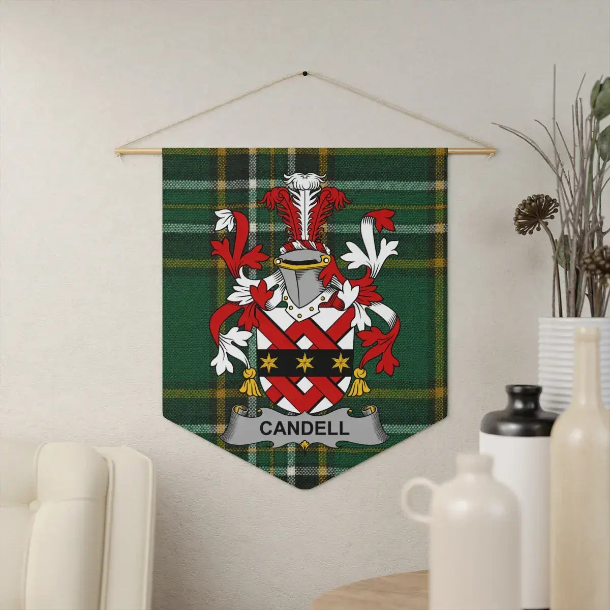 Family Crest with Plaid Background Home Decor product