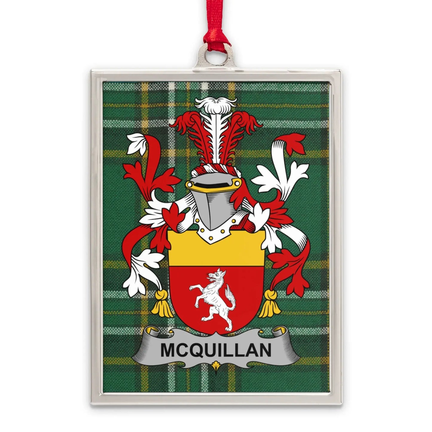 McQuillan Family Crest Green Tartan Ornament product
