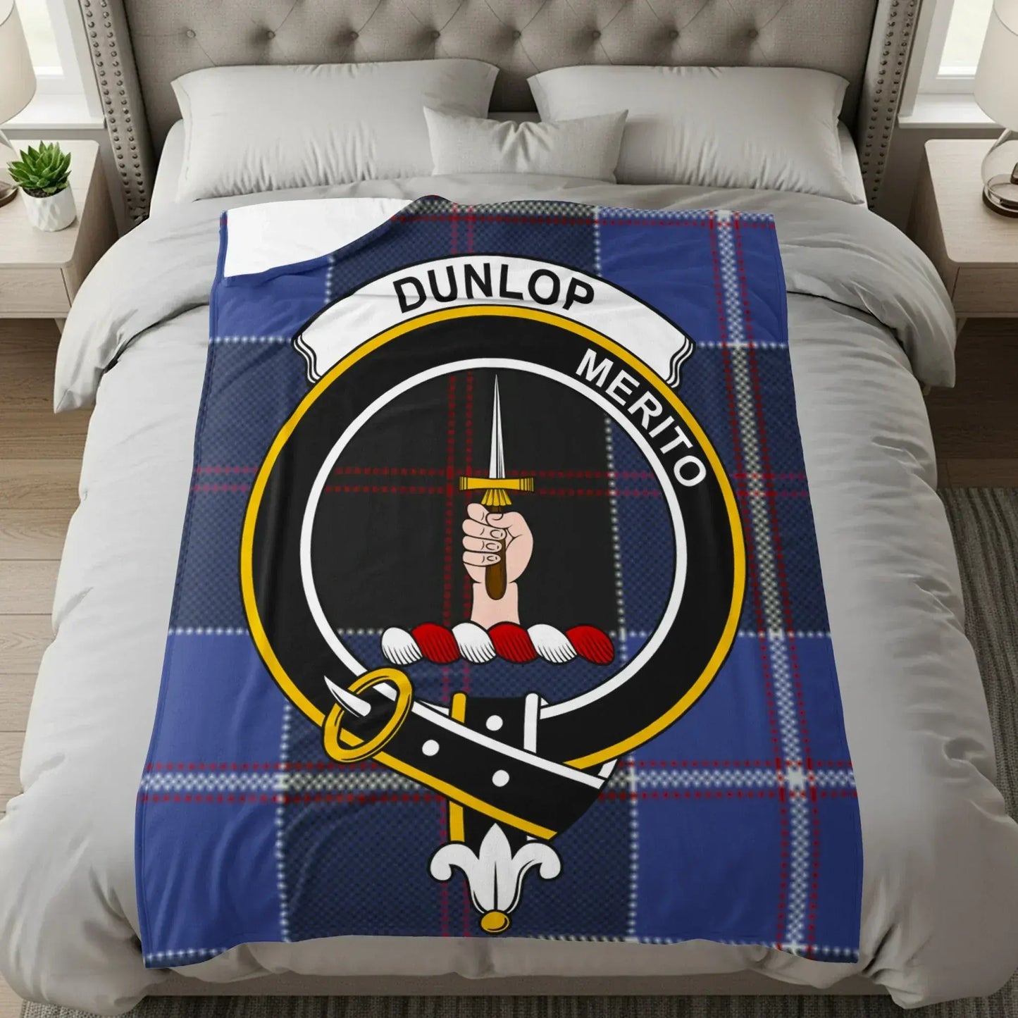 Dunlop Merito Plaid Blanket with Family Crest product type