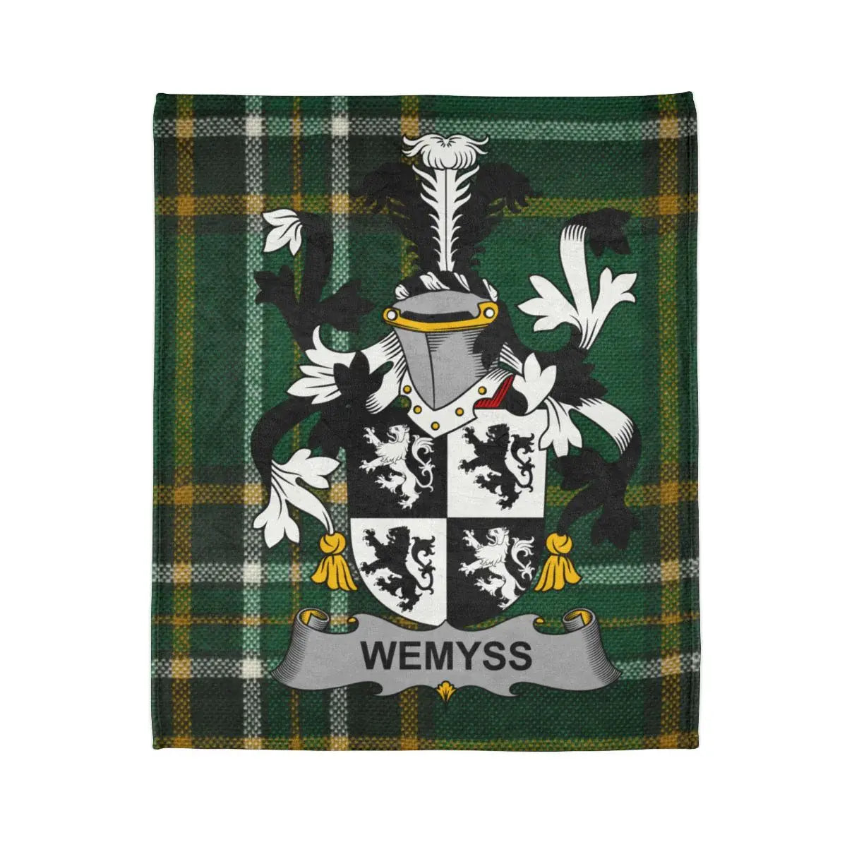 Wemyss Family Crest Green Plaid Tartan Blanket product type