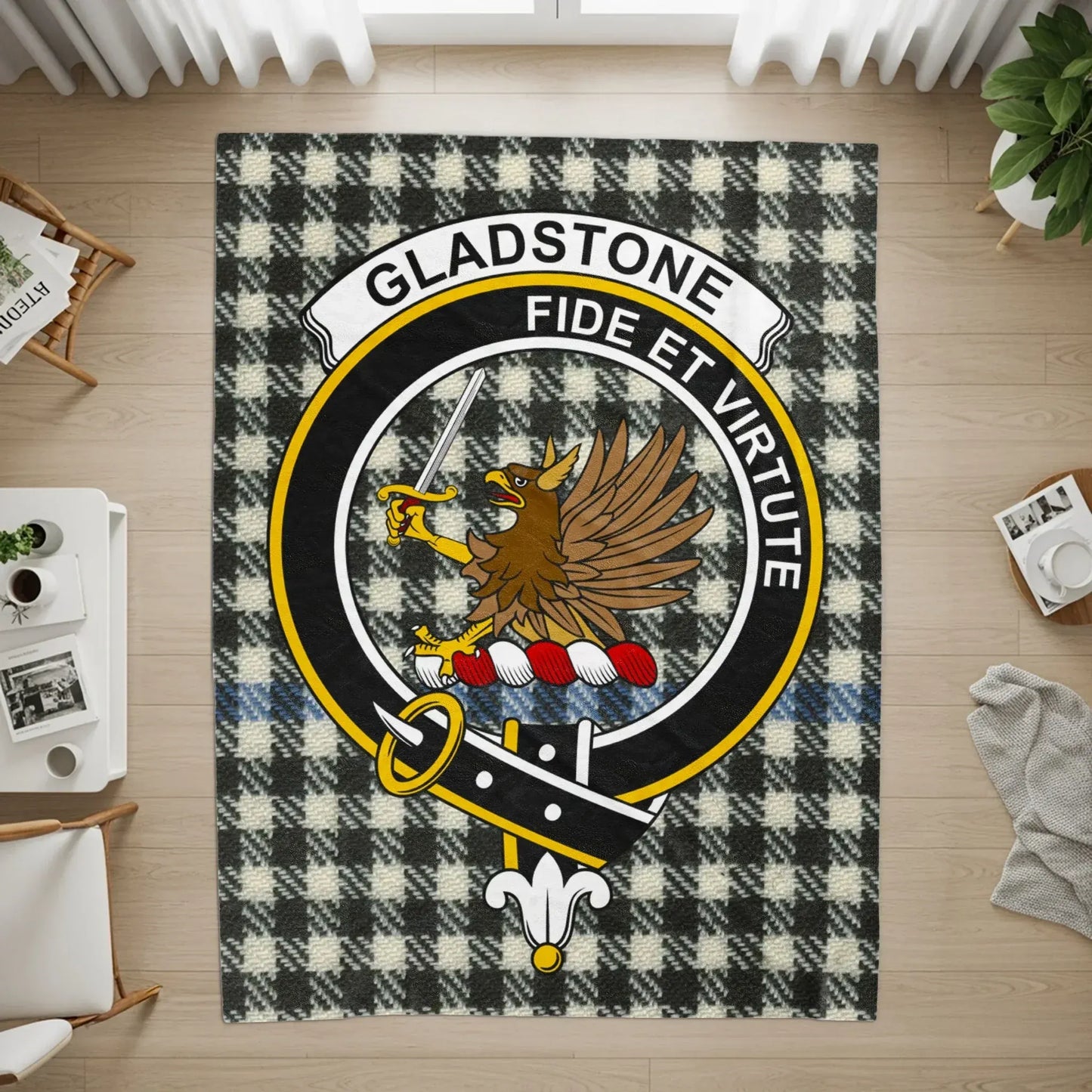 Gladstone Fide Et Virtute Emblem Checkered Rug product