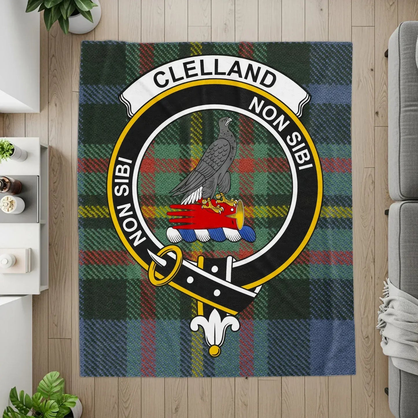 Clelland Clan Tartan Blanket Non Sibi Plaid Product