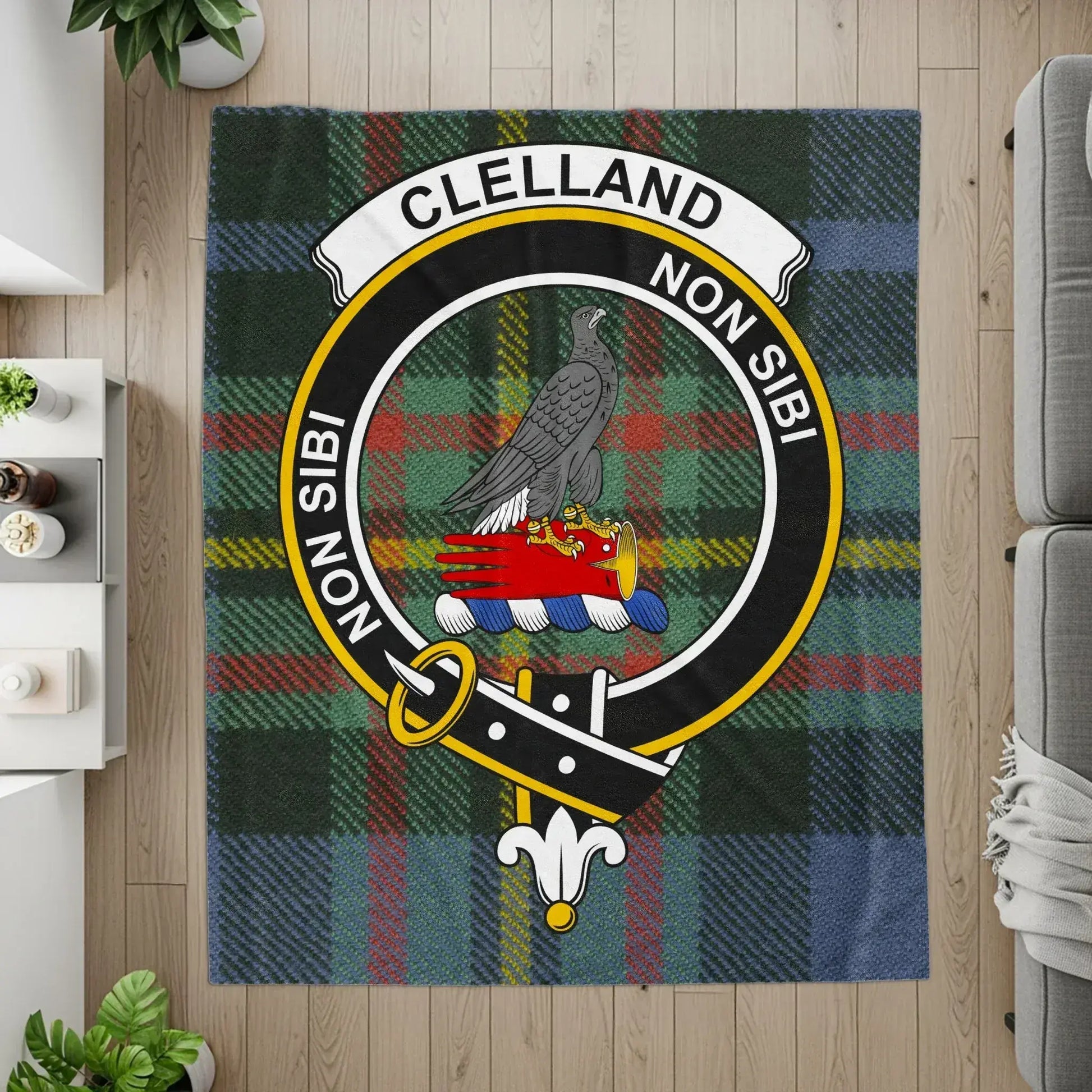 Clelland Clan Tartan Blanket Non Sibi Plaid Product