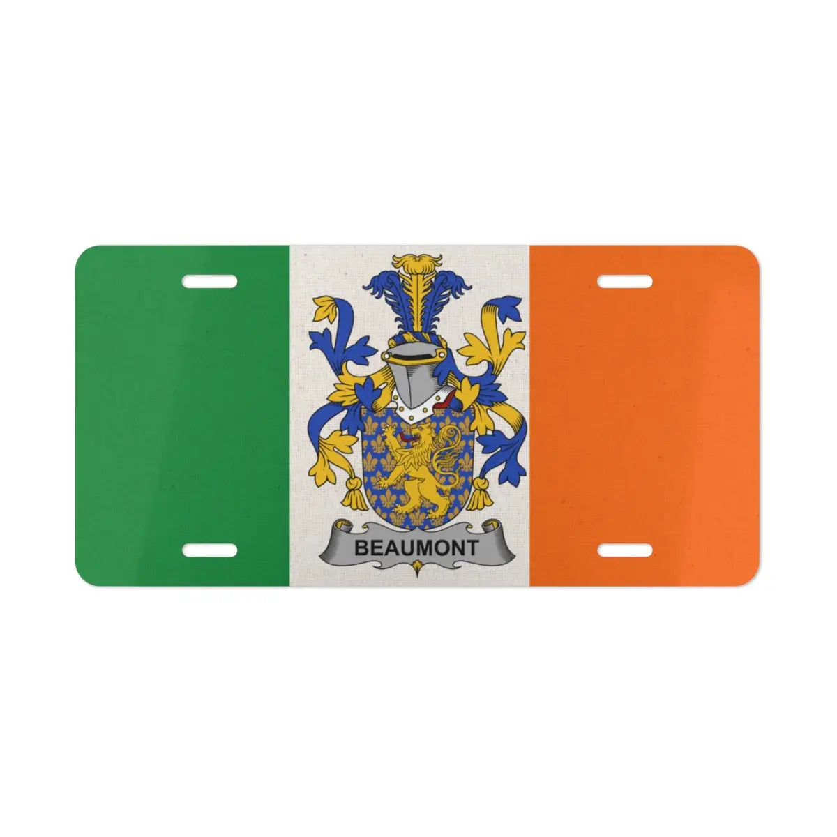 Irish Flag Beaumont Family Crest License Plate product