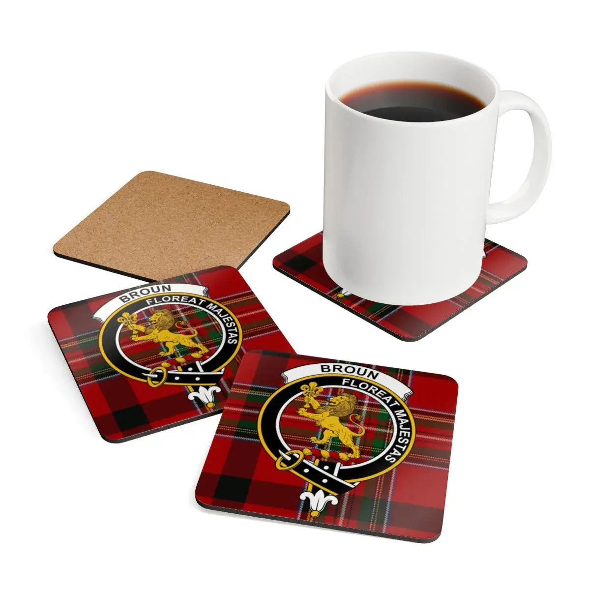 Broun Floreat Majestas Tartan Print Coaster product type