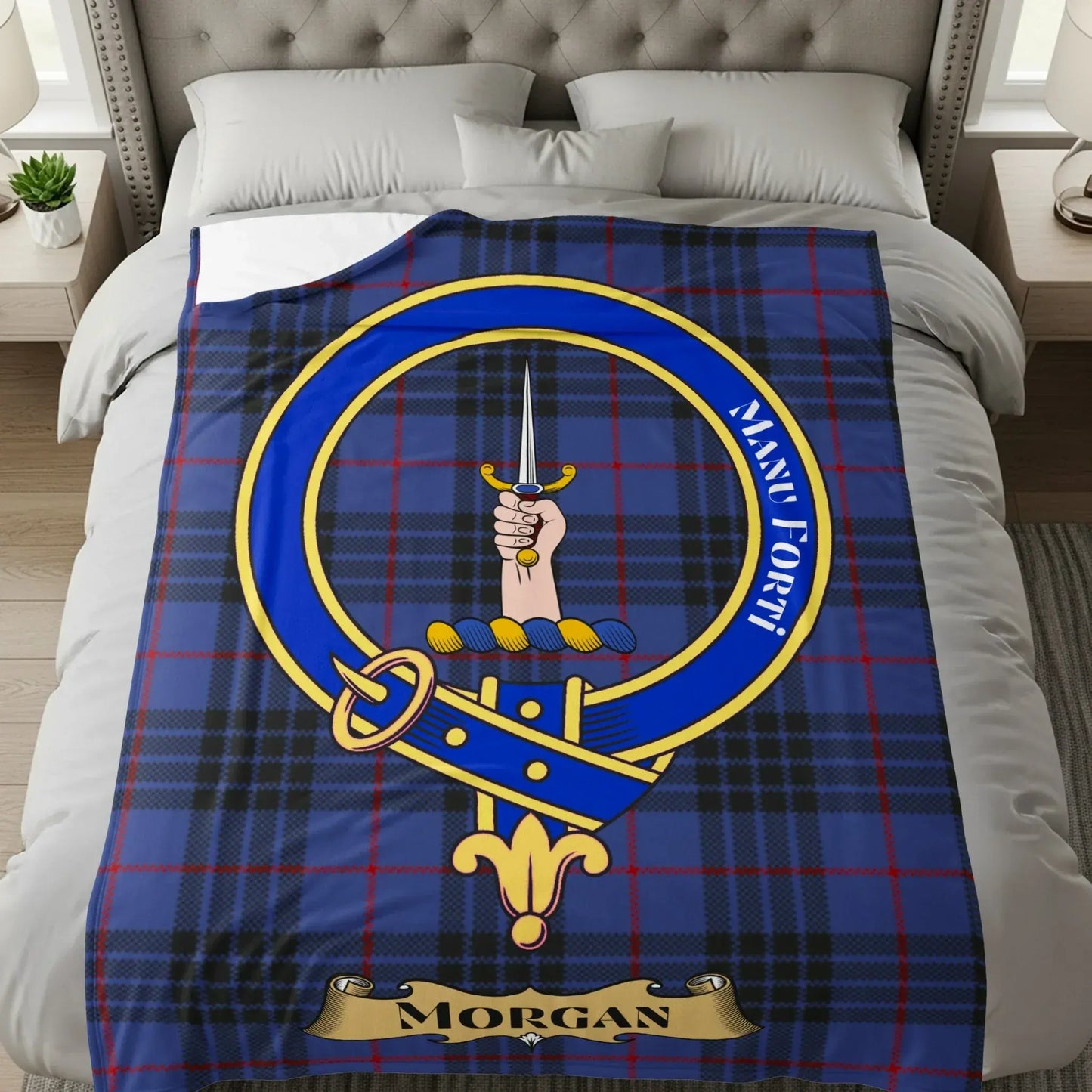 Scottish Clan Tartan Crest Fleece Blanket product type