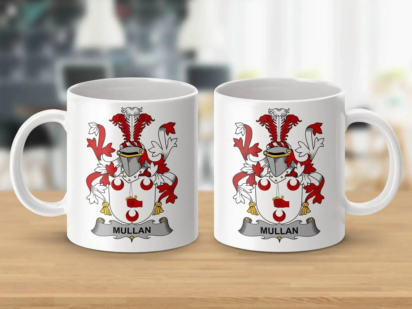 Mullan Family Crest Arms Coat of Arms Ceramic Mug - Celtic Ancestry Gifts
