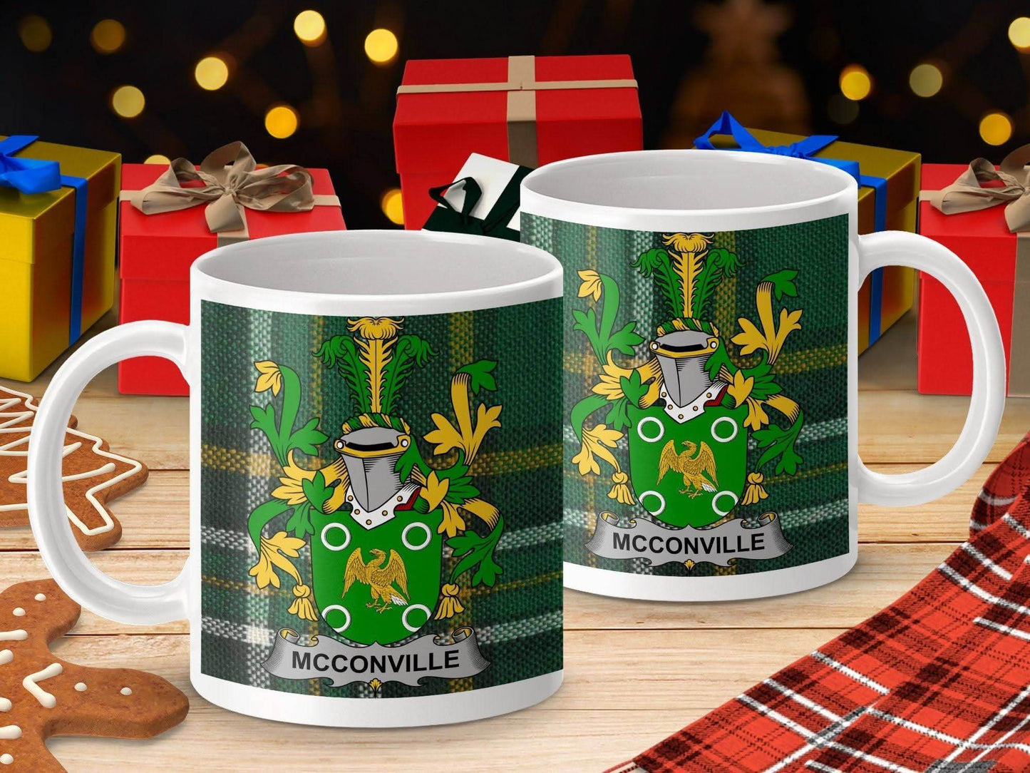 McConville Surname Family Crest Irish Tartan Mug - Celtic Ancestry Gifts